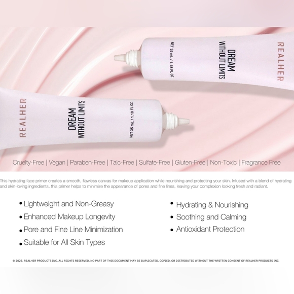 RealHer Vegan Dream Without Limits Hydrating Ceramide Face Primer NEW - Picture 4 of 16
